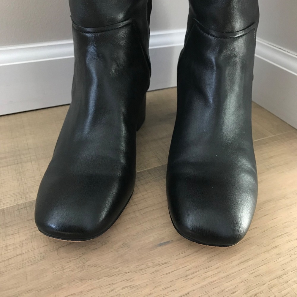 Donald Pliner Cayden Boots Leather Womens Size 9 Black Stretch Knee High Pull On - Picture 5 of 13